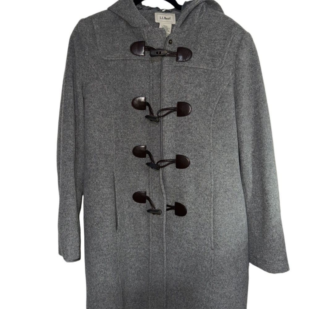 L.L. Bean Charcoal Hooded Toggle Jacket